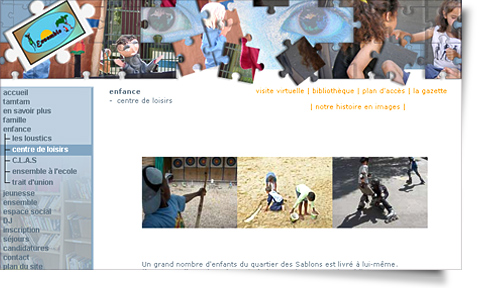 design du site du centre social des sablons à Sarcelles